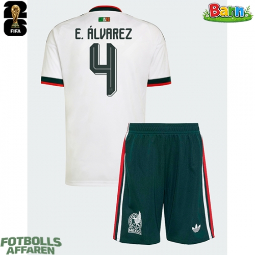 Mexiko Edson Alvarez #4 Bortaställ Barn VM 2026 Kortärmad (+ Korta byxor)